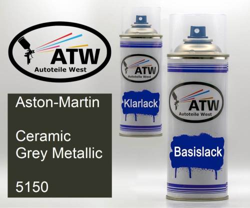 Aston-Martin, Ceramic Grey Metallic, 5150: 400ml Sprühdose + 400ml Klarlack - Set, von ATW Autoteile West.